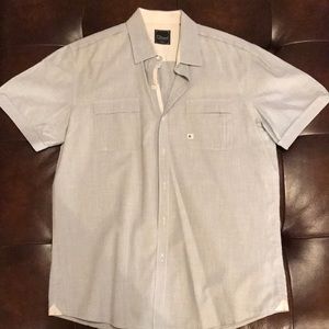 Metallic Grey/Blue 7 Diamonds Button Up Shirt